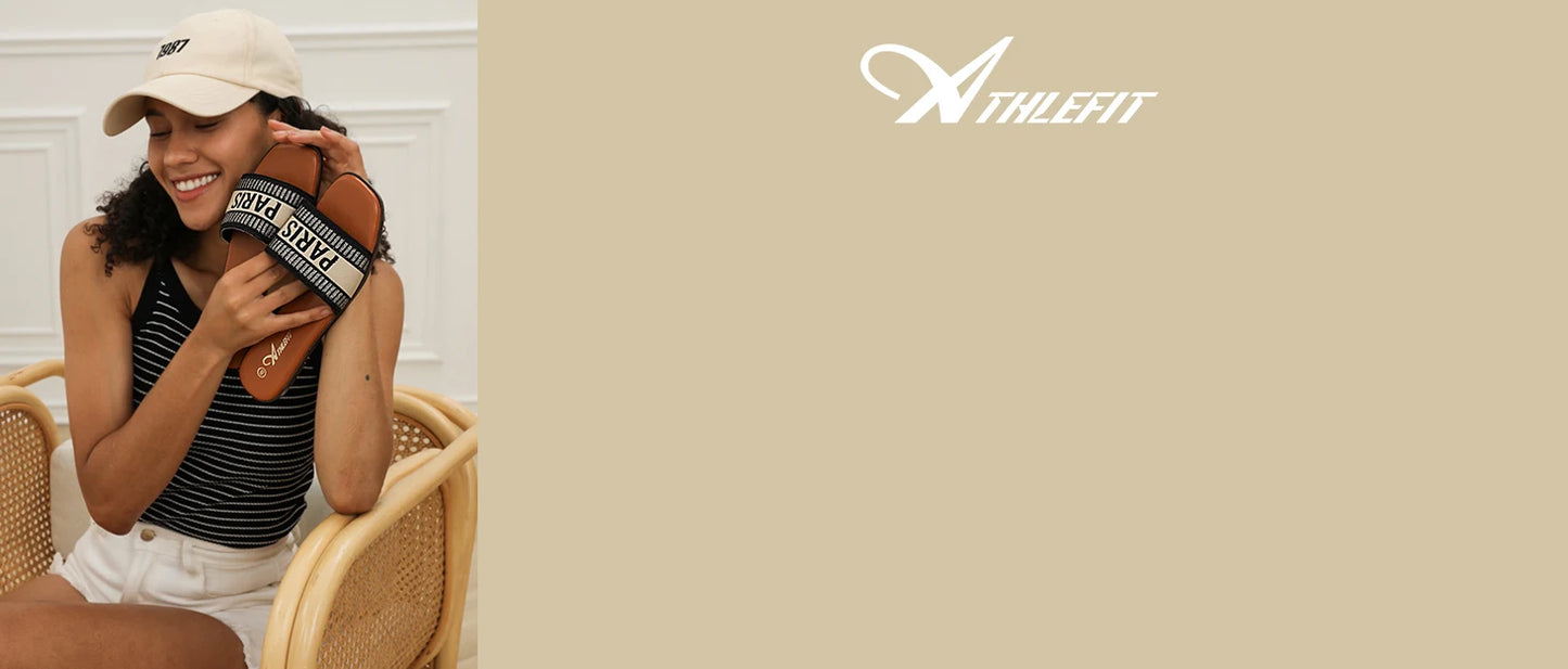 Summer Women Letter Flat Sandals Casual Comfortable Slip Slide 2024 Fashion Vintage Slippers Shoes Classic New