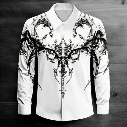2026 Men's Long Sleeve Shirt Casual Fashion Street Men's Shirts Party Event Lapel Single Breasted Long Sleeve Tops Mens Clothing