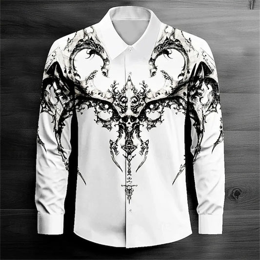 2026 Men's Long Sleeve Shirt Casual Fashion Street Men's Shirts Party Event Lapel Single Breasted Long Sleeve Tops Mens Clothing