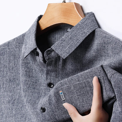 New Men's Business Casual Short Sleeved Printed Shirt with Wrinkle Resistance No Ironing Comfortable All Season Versatile Top