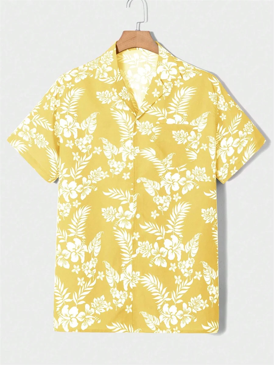 Summer men's new tropical 3D printing lapel short-sleeved shirt Hawaiian casual daily wearing large size XS-5XL