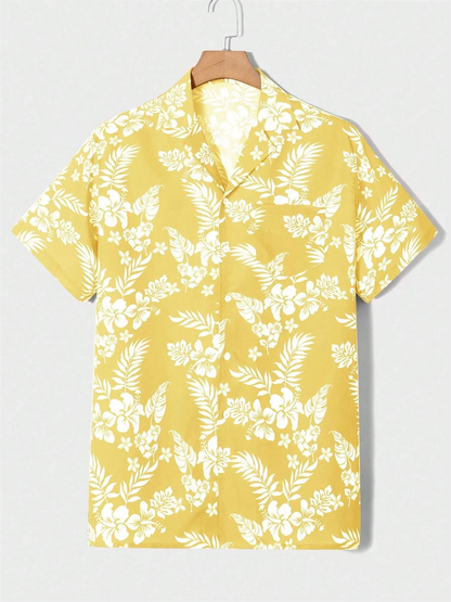 Summer men's new tropical 3D printing lapel short-sleeved shirt Hawaiian casual daily wearing large size XS-5XL