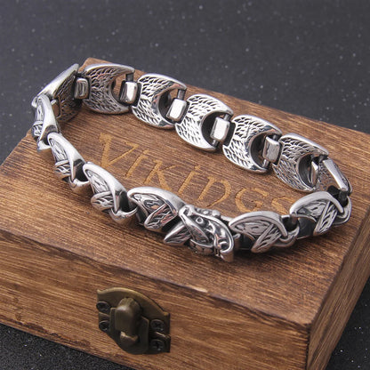 Viking Ouroboros vintage punk bracelet for men stainless steel fashion Jewelry hippop street culture