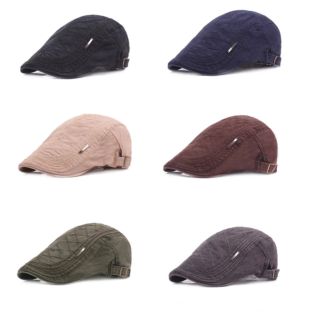 Unisex Golf Driving Cotton Sun Flat Cap Men Women Solid Color Outdoor Casual Spring Summer Peaked Hat