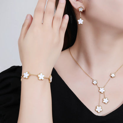 Hot Sale Stainless Steel Laser Five Leaf Flower Petal Adjustable Clover Bracelet Classic for Woman Girl Brand Jewelry Party Gift