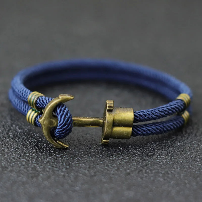 New Men Bracelet Rope Bronze Bilayer Easy Hook Nautical Braclet Gift For Him Beach Surfer Jewelry Accessories Pulsera Hombre