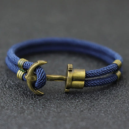 New Men Bracelet Rope Bronze Bilayer Easy Hook Nautical Braclet Gift For Him Beach Surfer Jewelry Accessories Pulsera Hombre