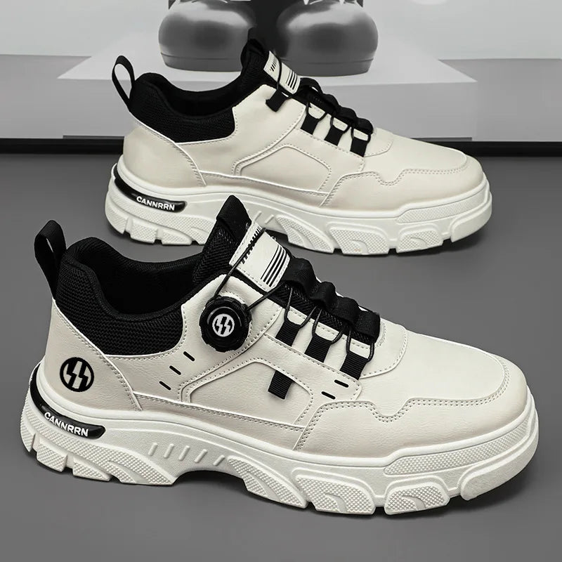 Autumn Men's Sneakers 2026 New Breathable Casual Shoes for Men Buttons Platform Vulcanzed Sneakers Shoes Non-slip Safety Shoes