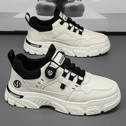 Autumn Men's Sneakers 2026 New Breathable Casual Shoes for Men Buttons Platform Vulcanzed Sneakers Shoes Non-slip Safety Shoes