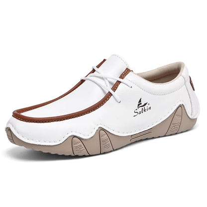 New Autumn Handmade Leather Casual Men Shoes Design Fashion Sneakers Man Loafers Breathable Low Top Flat Shoes Driving