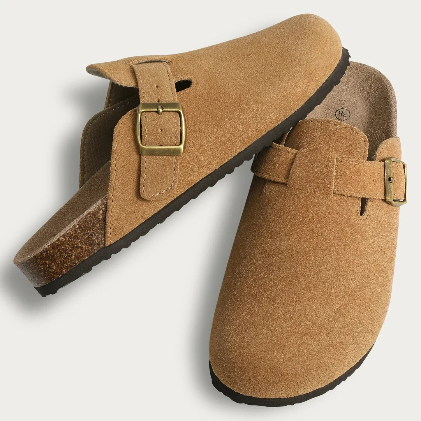 Crestar Cork Suede Mules Slippers For Women Fashion Men Clogs Shoes Classic Cork Antislip Outdoor Slippers With Arch Support