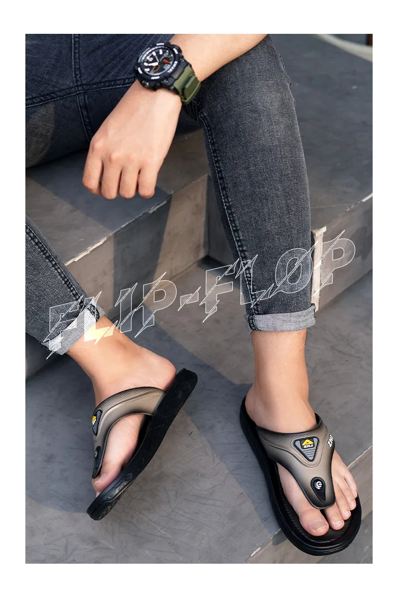 Men's Bathroom Flip Flops Summer Outdoor Anti Slip Men's Casual Beach Slippers