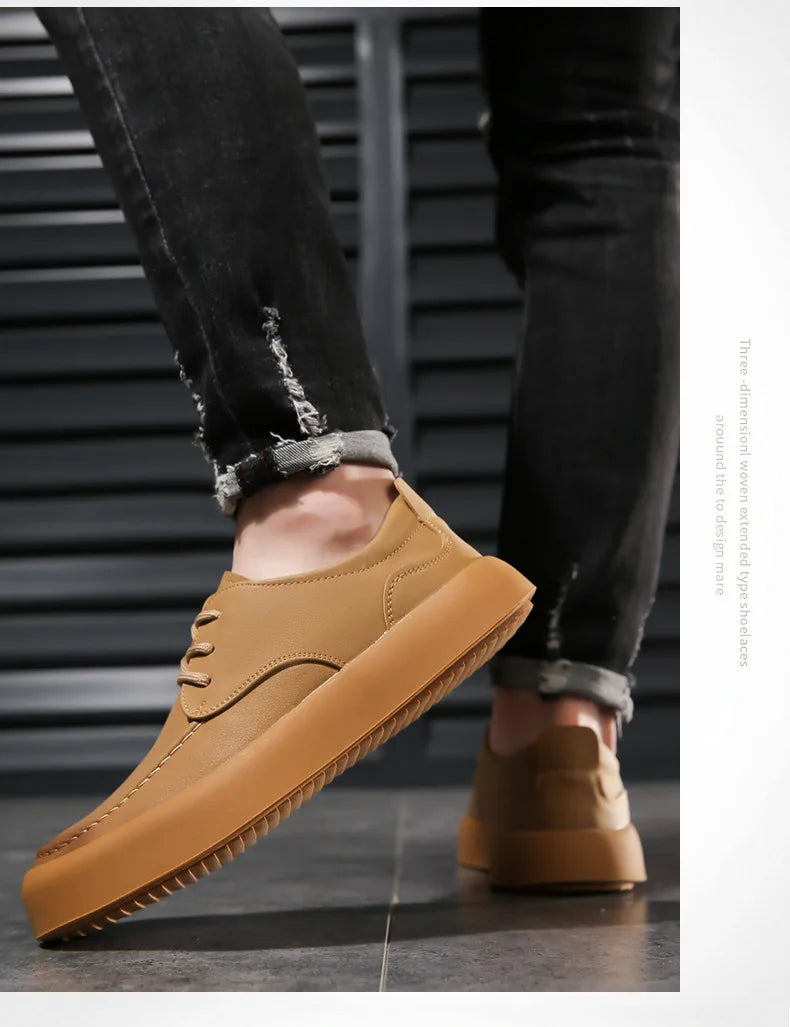 2026 Men Brogue Casual Shoes Men Genuine Leather Shoes Work Boots Business Casual Sneakers Work Personalized Fashionable Shoes