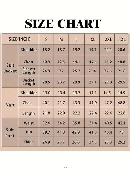 New Men's 3 Pieces Suit Formal Business Notch Lapel Slim Fit Tuxedos Best Man Blazer For Wedding(Blazer+Vest+Pants)