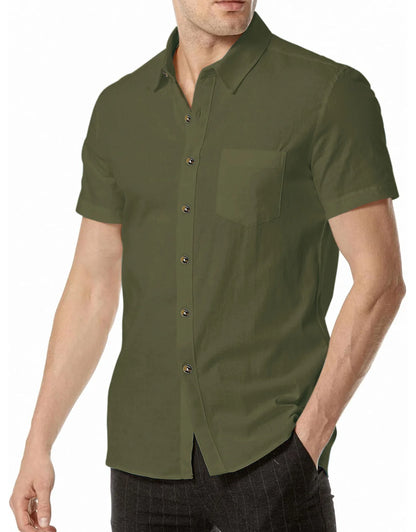 Men's Plus Size Short Sleeve Shirts Cotton Linen Henley Shirts Lightweight Vacation Collar Beach Shirts  Hawaiian T Shirt