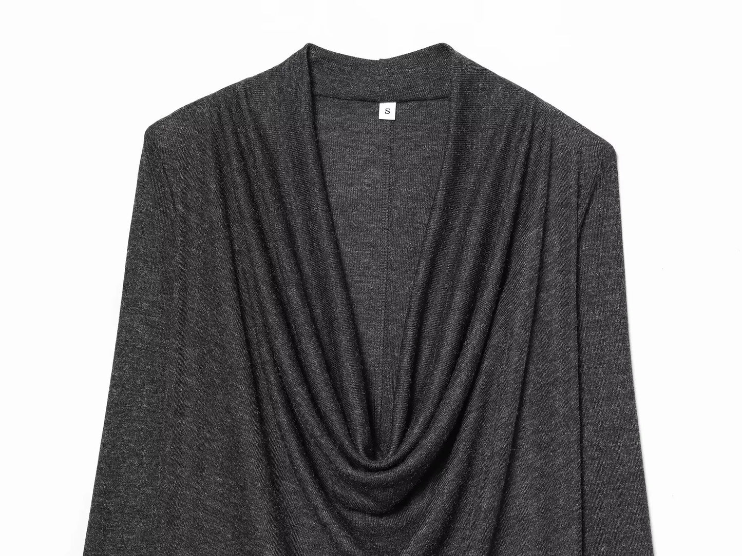 BSAY Knitted T-shirt Women Fashion Autumn Winter Tee Pullover Top Chic Female Long Sleeved draped neckline T-Shirts Mjuer