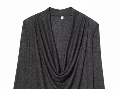 BSAY Knitted T-shirt Women Fashion Autumn Winter Tee Pullover Top Chic Female Long Sleeved draped neckline T-Shirts Mjuer