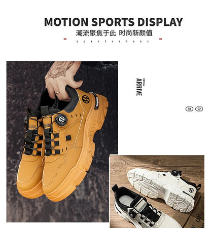 Autumn Men's Sneakers 2026 New Breathable Casual Shoes for Men Buttons Platform Vulcanzed Sneakers Shoes Non-slip Safety Shoes