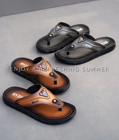 Men's Bathroom Flip Flops Summer Outdoor Anti Slip Men's Casual Beach Slippers