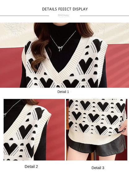 Fashion Women Vest Autumn Outerwear 2024 New Knitted Women's Autumn and Winter Sweater Korean Style V Collar Coat