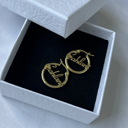 DUOYING Custom Nameplate Earrings Hoops 20mm 18K Gold Plated Stainless Steel Letter Round Earring Jewelry For Kids Gift