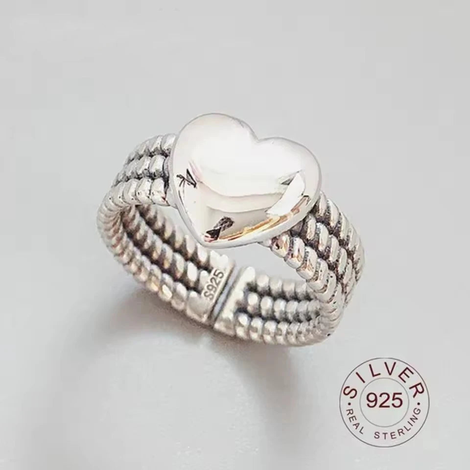 Sam Panda 925 Sterling Silver Rings For Women Men Fine Jewelry Finger Adjustable Open Vintage Chain Ring For Party Birthday Gift