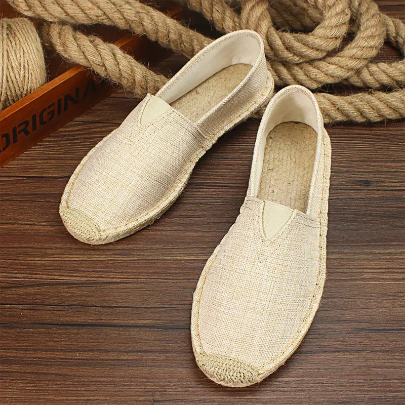2026 Summer Autumn Men Canvas Shoes Breathable Men's Casual Shoes Slip-On Hemp Shoes Graffiti Espadrilles Women Footwear Flats
