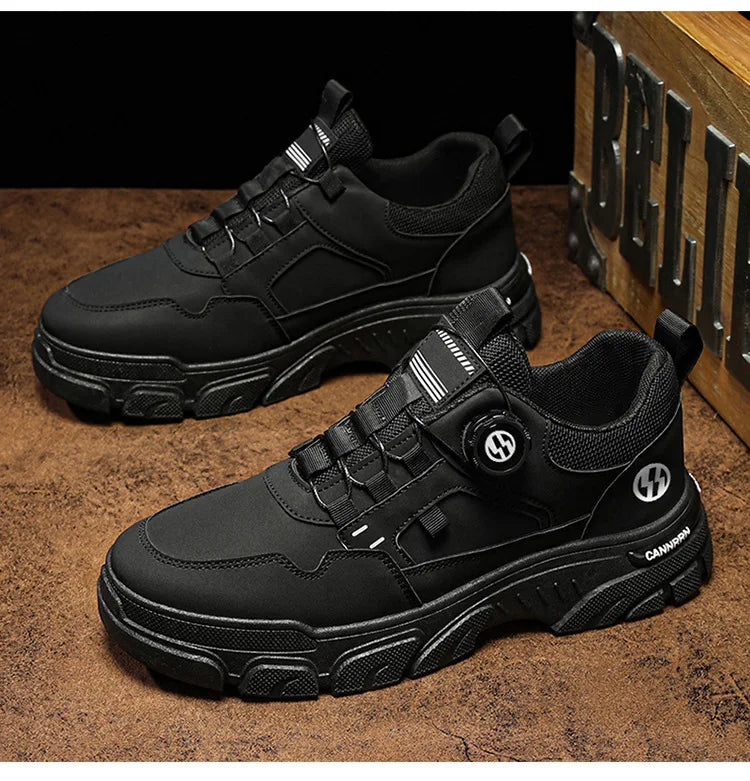 Autumn Men's Sneakers 2026 New Breathable Casual Shoes for Men Buttons Platform Vulcanzed Sneakers Shoes Non-slip Safety Shoes