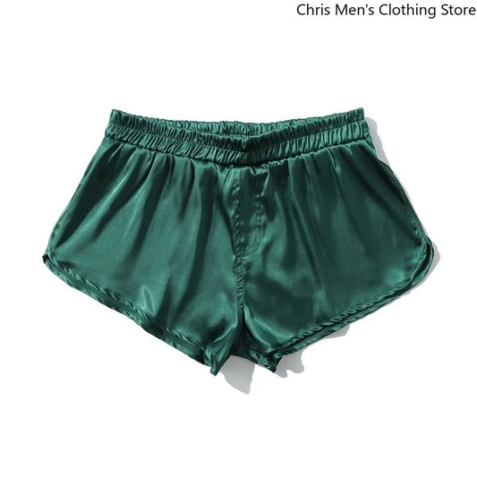 Summer Men's Silk Shorts, Mini High Street Hot Pants, Multi-color Breathable Home Shorts, Luxurious Casual Sportswear Gym Shorts