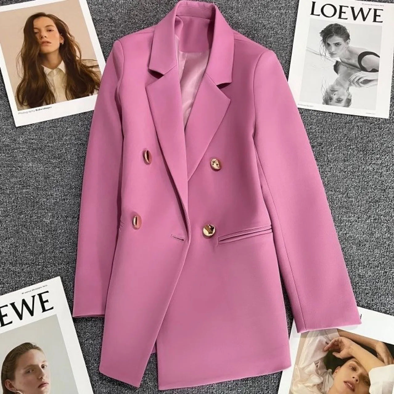 Autumn Blazer Elegant Women's Jacket Chic Casual Double Breasted Suit Korean Winter Fashion Coats Slim Fit Office Lady Outwear