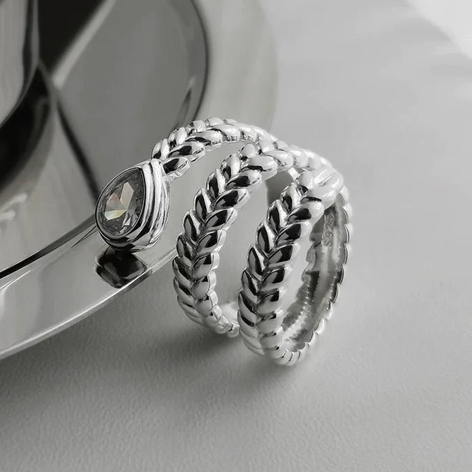 Sam Panda 925 Sterling Silver Rings For Women Men Fine Jewelry Finger Adjustable Open Vintage Chain Ring For Party Birthday Gift