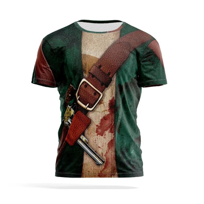Fun Cosplay 3D Printed Armor Jacket For Men Personality Street Hip Hop Crew Neck Short Sleeve Avant-garde Cowboy Warrior T-shirt