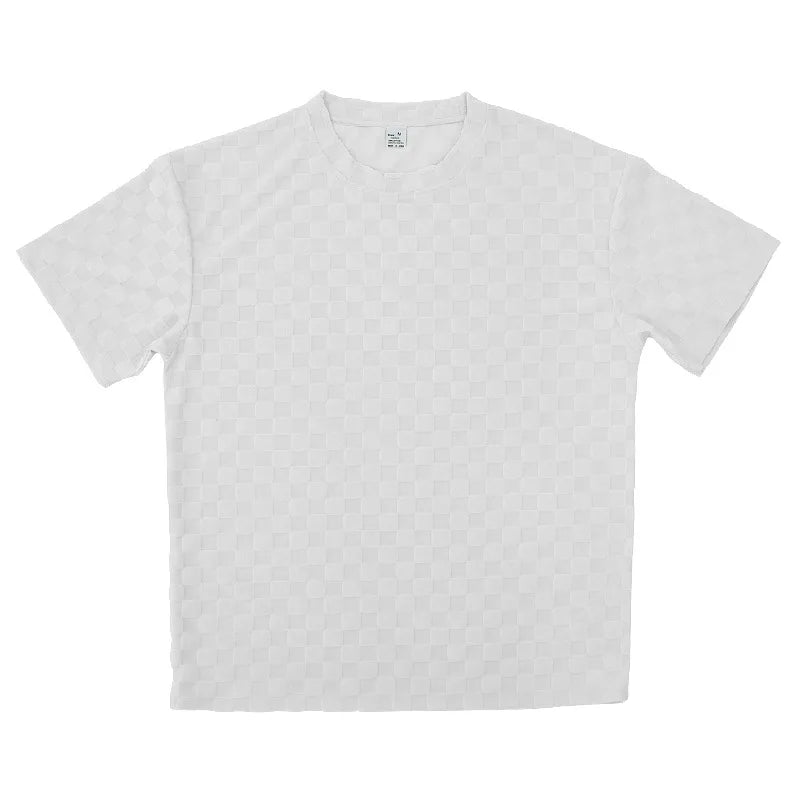 Men's Summer Checkered Loose Two-piece Sports Leisure Suit Short Sleeve T-shirt Shorts Casual Suit Plus Size Fashion Men's Suit