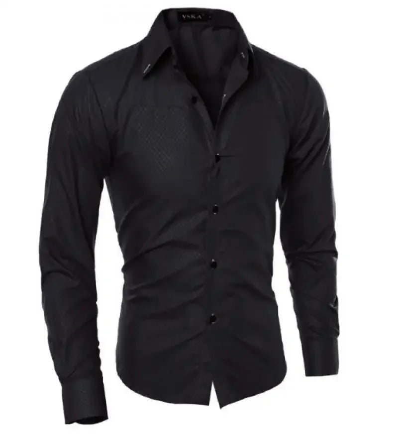 2026 Mens Luxury Casual Formal Shirt Spring Summer Men Slim Fit Business Dress Shirts Male Turn-Down Collar Blouse Men Clothing