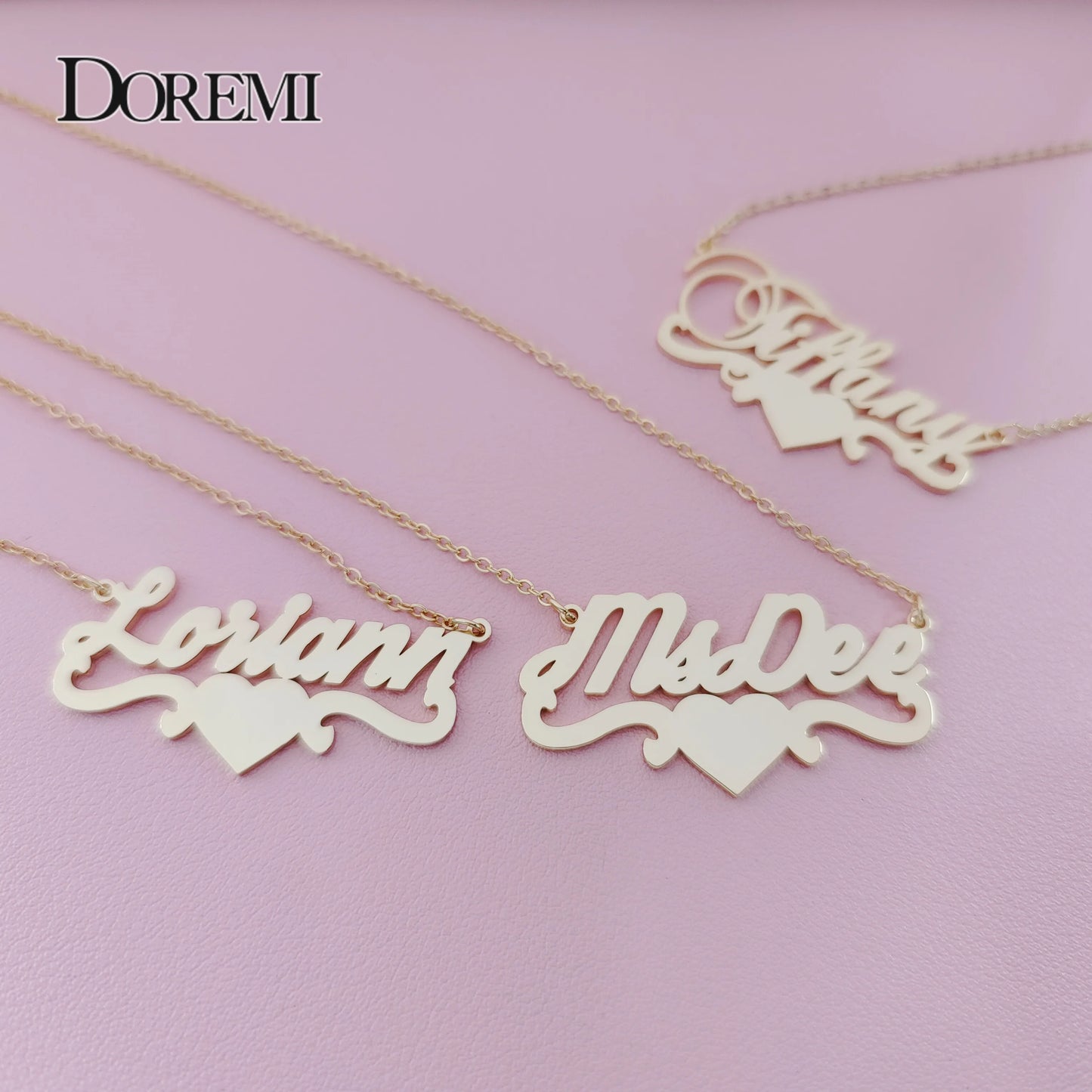 DOREMI  Stainless Steel Custom Name Personalized Butterfly Name Necklaces for Women Jewelry Gold Filled Heart Statement Choker