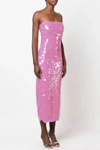 High quality sequin luxury suspender women girl dress, banquet annual party meeting dresses skirt Strap Sleeveless Skinny Shiny