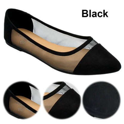 Women Slip on Flat Shoes Pointed Toe Dress Flats Mesh Ballerina Walking Flats Shoes for Women Dressy Casual Work Office