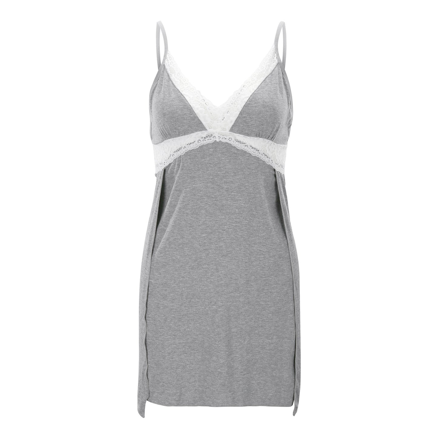 Women Soft Cotton Sexy Pajamas Sling Sleeveless V Neck Sleepwear Full Slip Lace Trim Nightwear Night Dress Women пижама женская