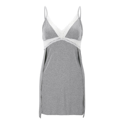 Women Soft Cotton Sexy Pajamas Sling Sleeveless V Neck Sleepwear Full Slip Lace Trim Nightwear Night Dress Women пижама женская
