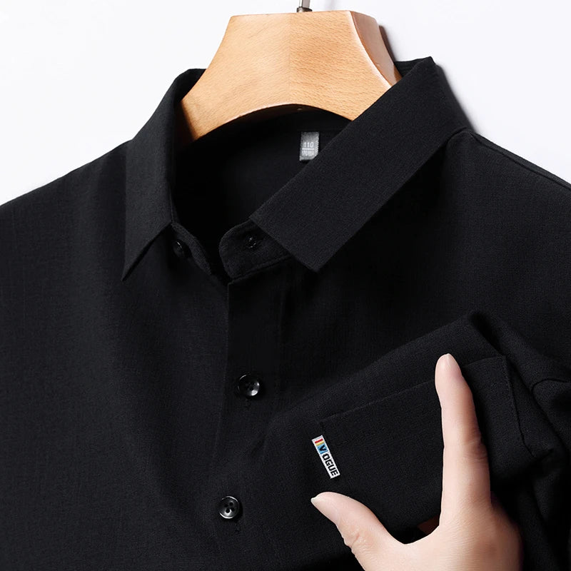 New Men's Business Casual Short Sleeved Printed Shirt with Wrinkle Resistance No Ironing Comfortable All Season Versatile Top