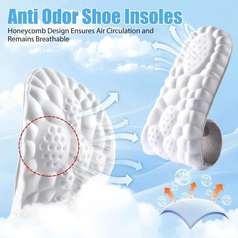 【Super Soft】4D Insoles Cloud Soles for Men Soft Memory Foam Cushioning Insoles - Trim to Fit Stepp
