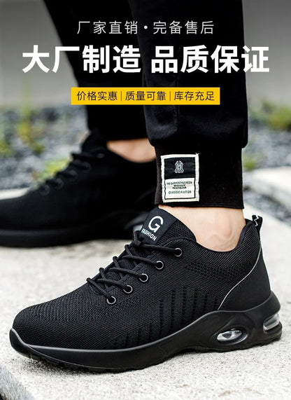 New Styles Men Safety Boots with Steel Toe Cap Anti-smash Work Sneakers Safety Shoes Men Indestructible Work Boots Hiking Shoes