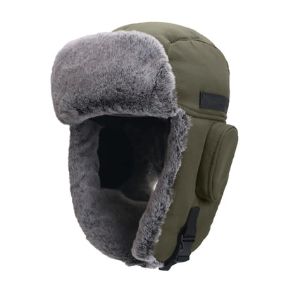 Winter Cozy Plush Ushanka Russian Hat Windproof Cold Proof Full Hood Earflap Hat Velvet Thick Thermal Hat 58-60cm