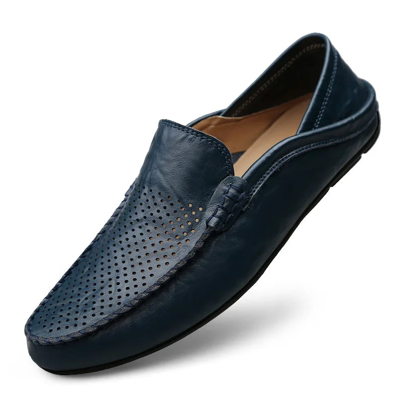 Italian Men Shoes Casual Luxury Brand 2020 Summer Mens Loafers Genuine Leather Moccasins Breathable Slip on Boat Shoes BTMOTTZ