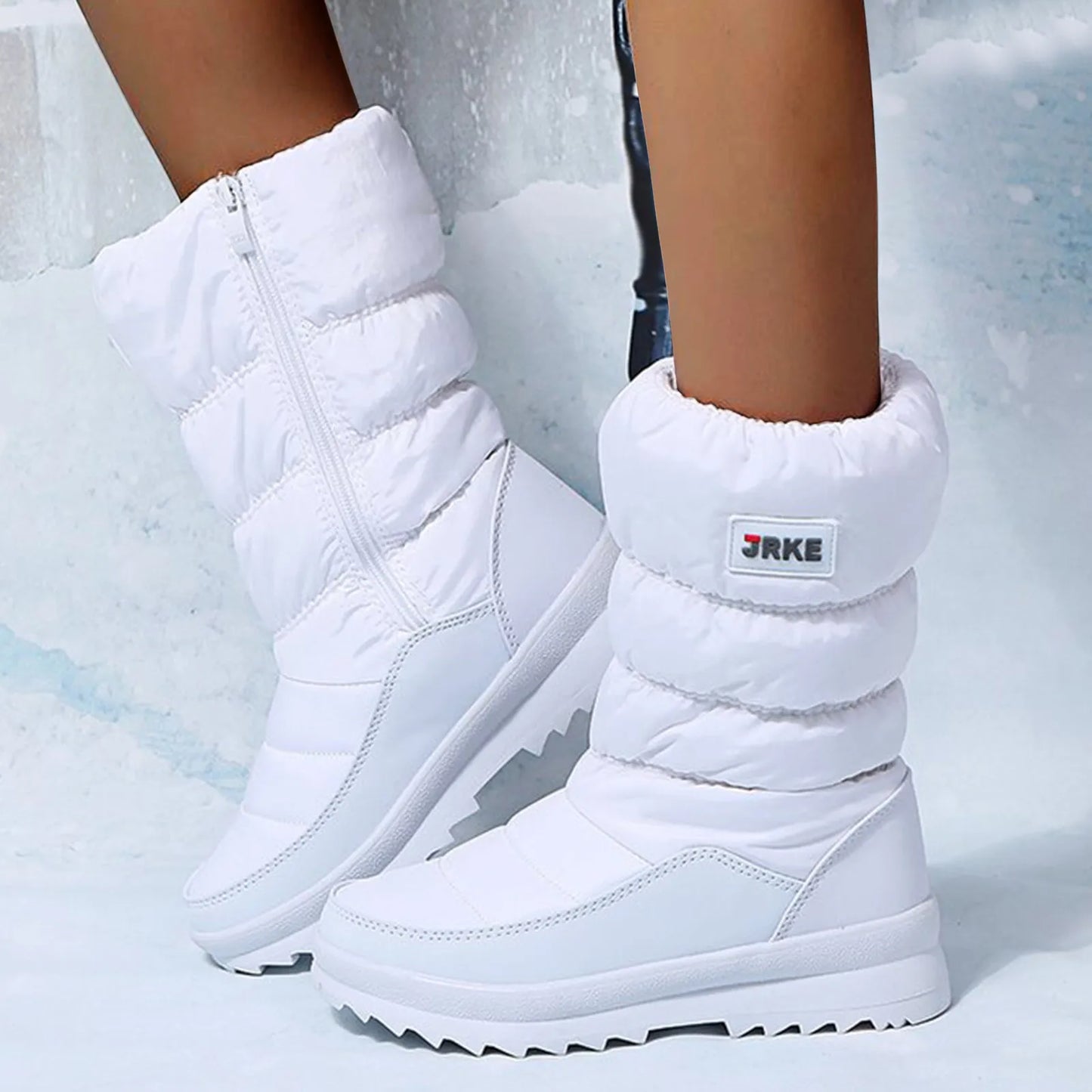 Women'S Fashion Platform Snow Boots Plus High-Top Snow Boots Thickened Plush Warm Simple And Versatile Comfortable Cotton Shoes