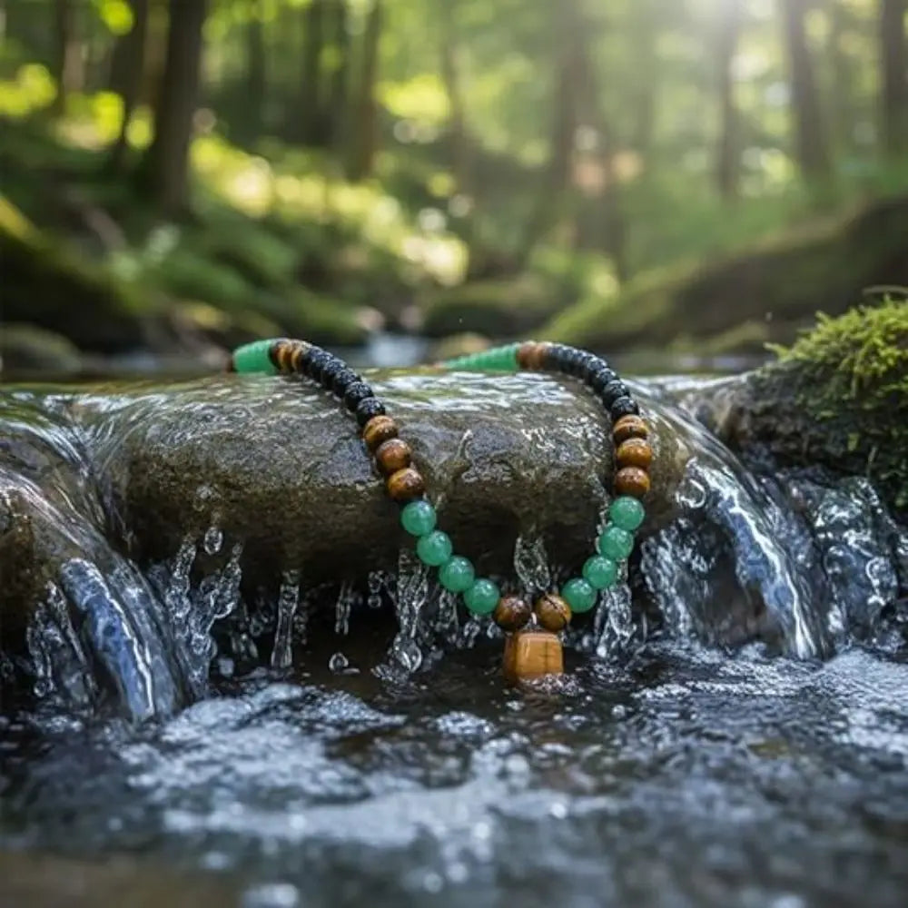 Tiger Eye Long Chain Necklace Bring Good Luck Green Aventurine Beaded Necklace Protection Beaded Long Chain Pendant Necklace