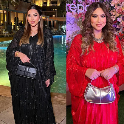 Eid Silky Muslim Set Women Satin Morocco Party Dress 2 Piece Set Abaya Evening Long Robe Musulman Ensembles Vestidos Largos