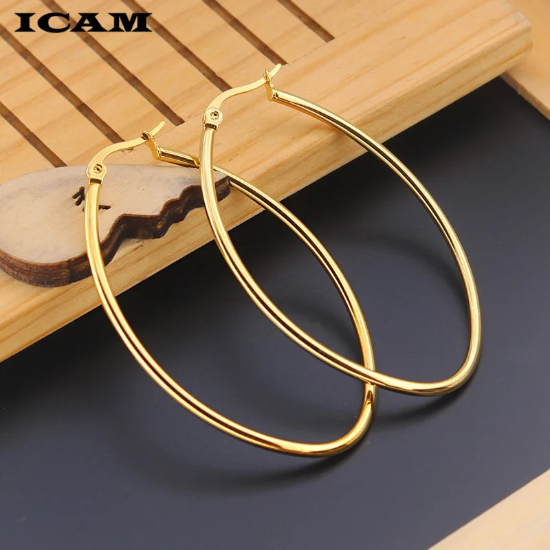 ICAM Jewelry  Hoop Earring For Women Brincos Gold Color Geometric Earrings Steampunk Style Statement Party Jewelry