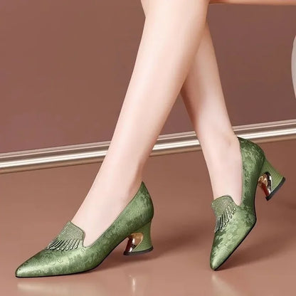 Cresfimix Lady Cute Silver High Quality Spring Slip on High Heel Shoes Women Golden Comfortable Shoes Mujer Tacones Altos E5052