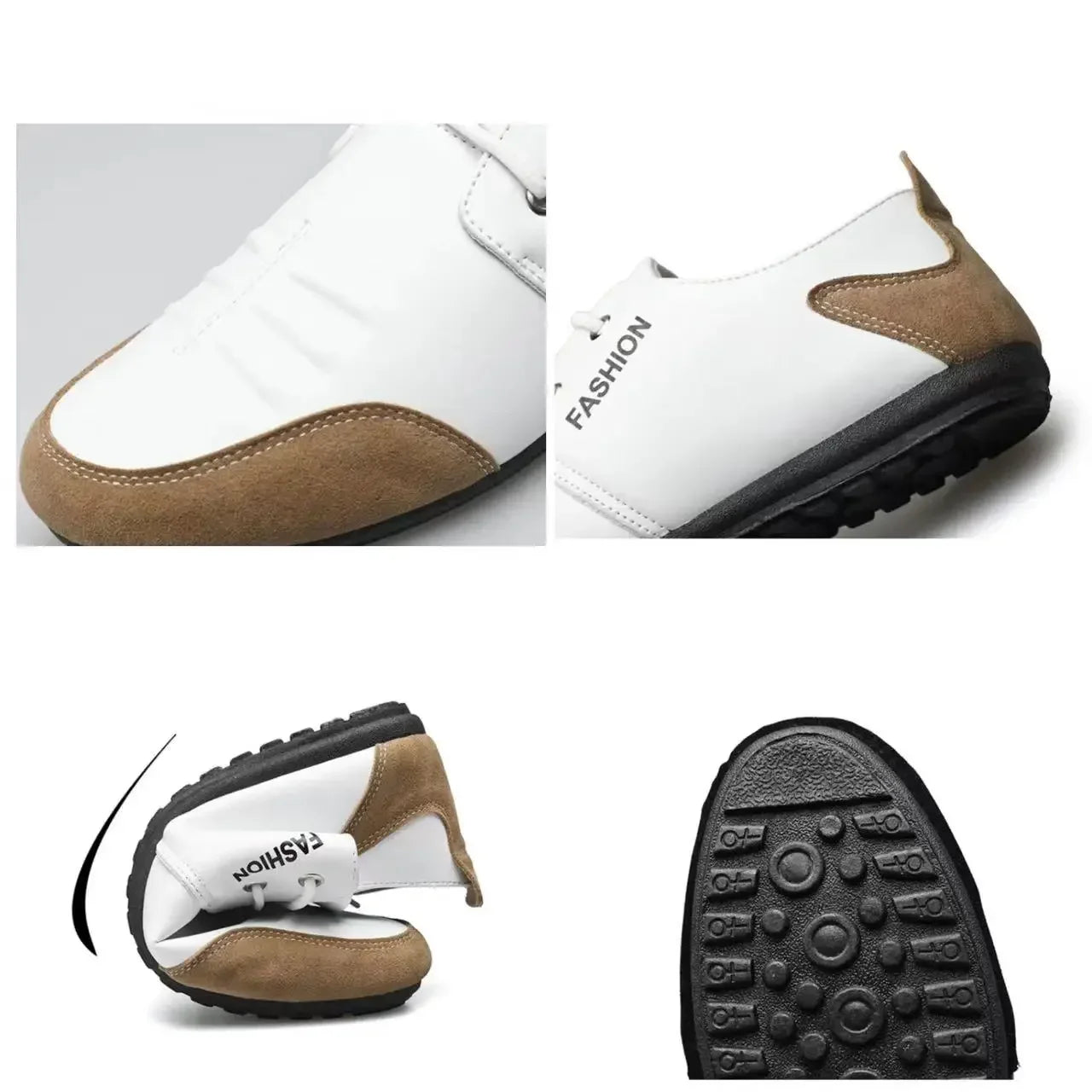 Flat Men Shoes Leisure Leather Shoes for Men White Footwear 2025 Summer Trend Breathable Soft Casual Sneakers British Peas Shoes